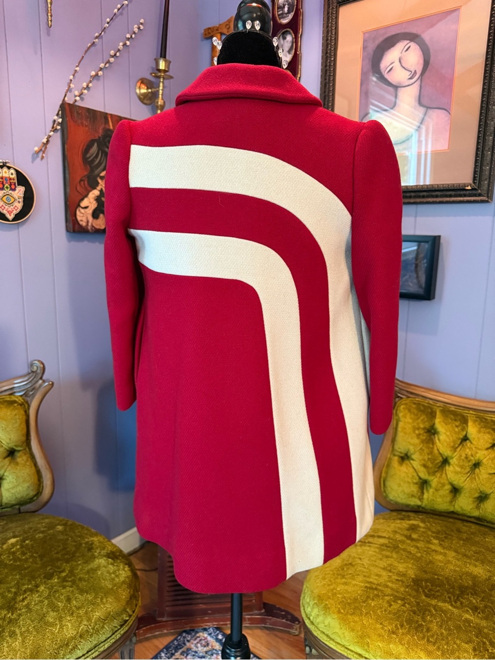 Vintage 60s F.W. Fischer Space Age Pop Art Mod Wool Coat Size XS - Picture 5 of 8